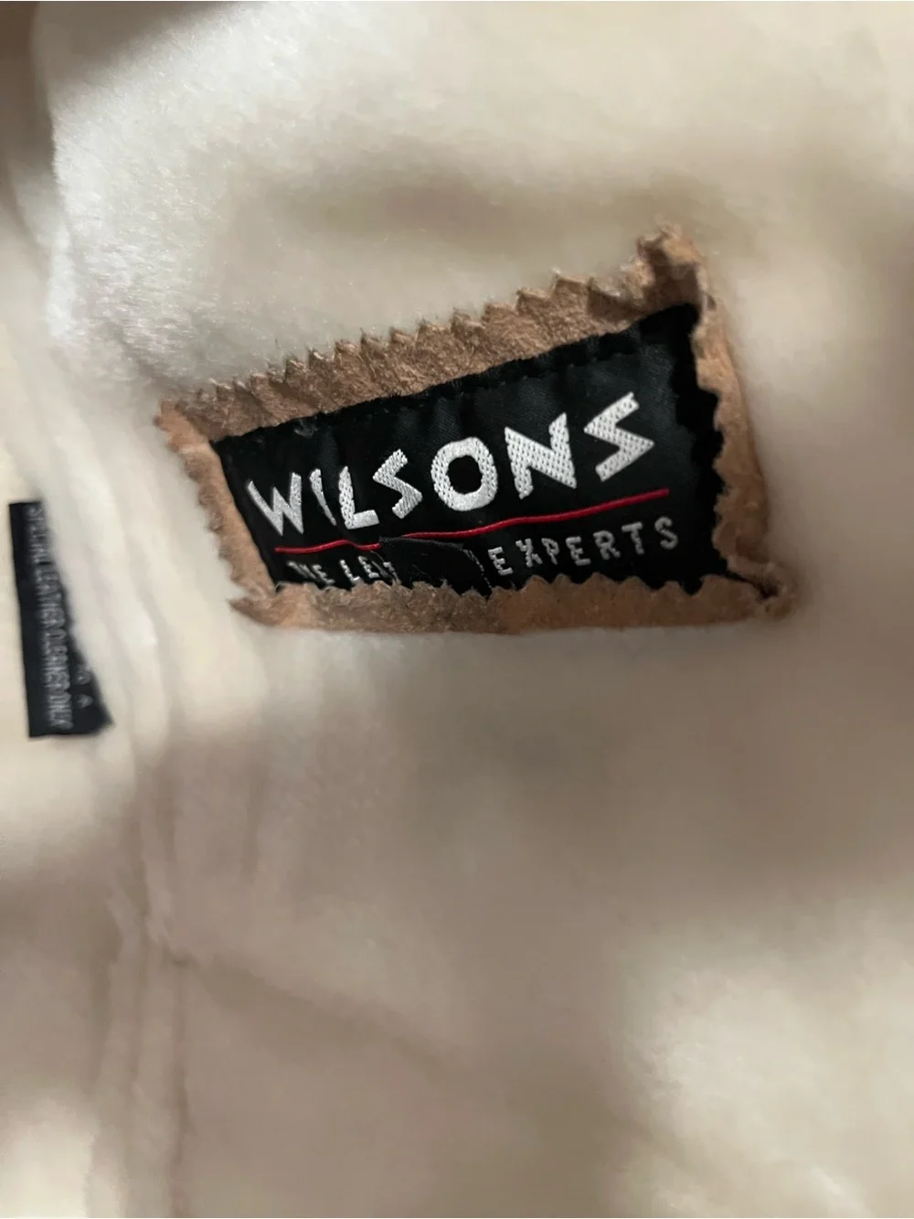 UNISEX Wilsons Leather Women's Tan Coat with Cream Faux-Shearling Trim